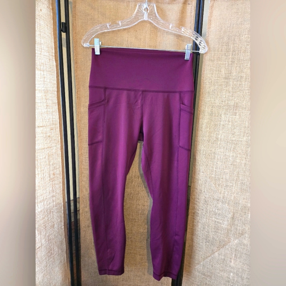 Women's 90 Degree By Reflex Purple High-Waisted Leggings With Pockets Size Large